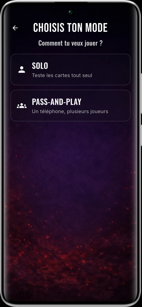 Choix du mode solo ou à plusieurs