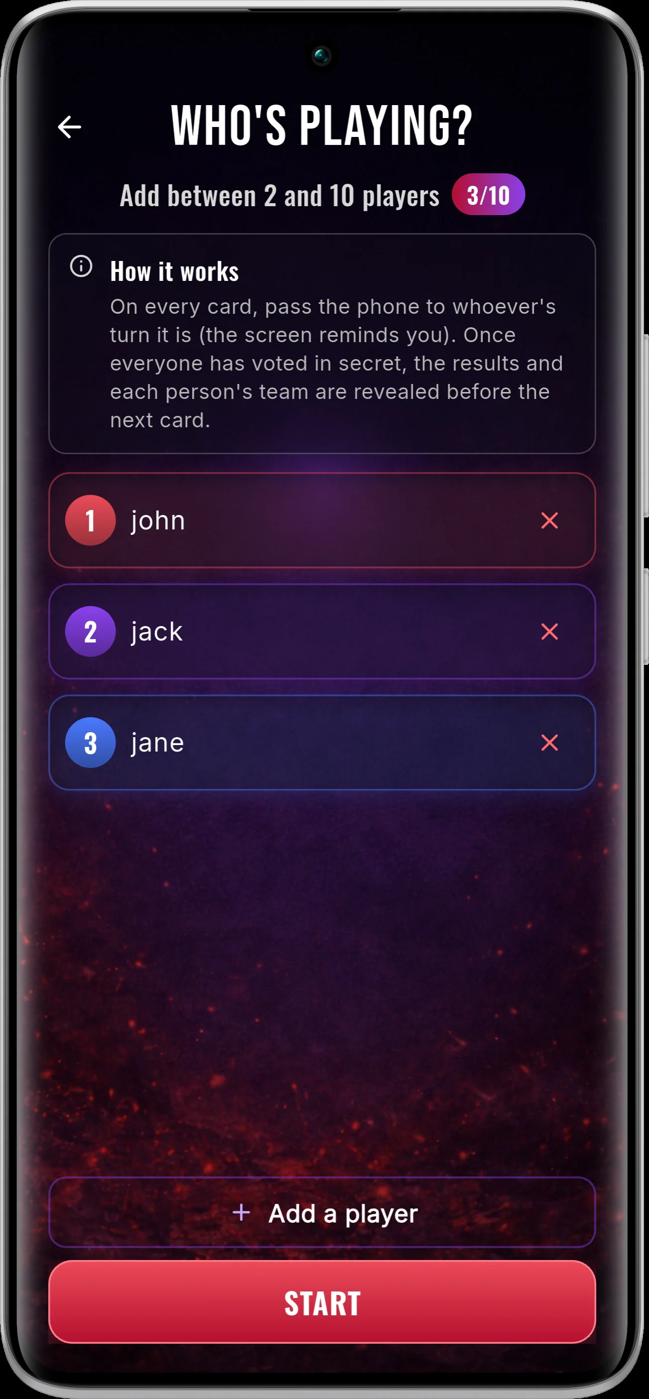 Configuration des joueurs