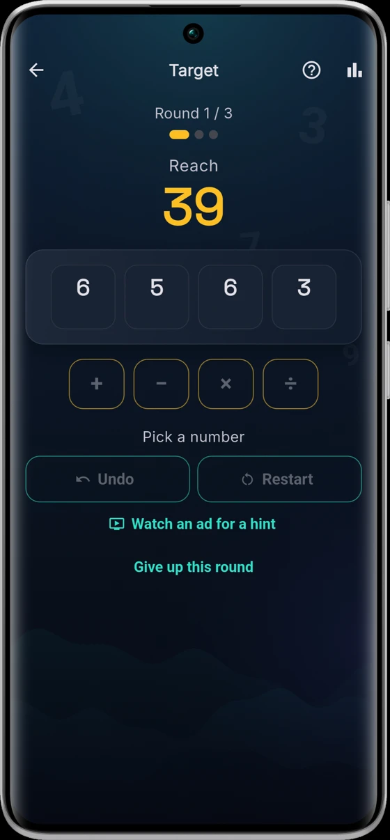 Target numbers and operations